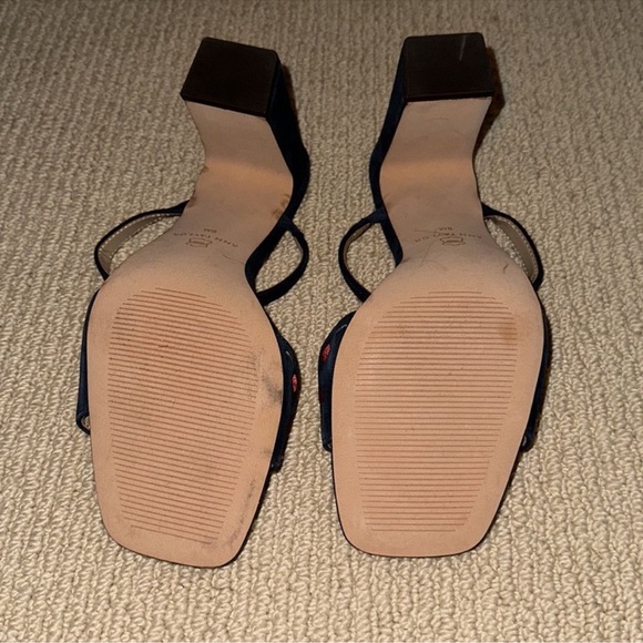 NWT RARE Ann Taylor Cherry Two Strap Suede Block Heel Sandal in Night Sky Size 9 - Picture 8 of 10
